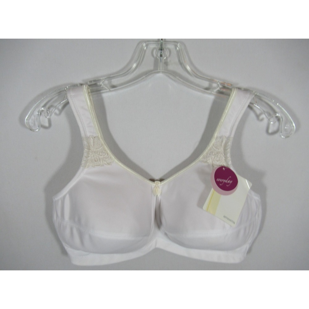 NEW Amoena Kelly Mastectomy Bra 34DD White Wireless Breast Form Pocket 2153